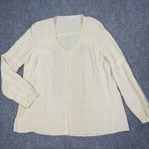 LOGO Lavish Shirt Womens L Yellow snap Front Boho Tunic